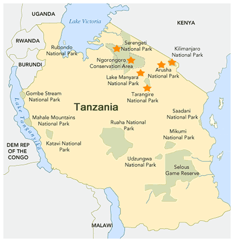 Northern Circuit Tanzania map